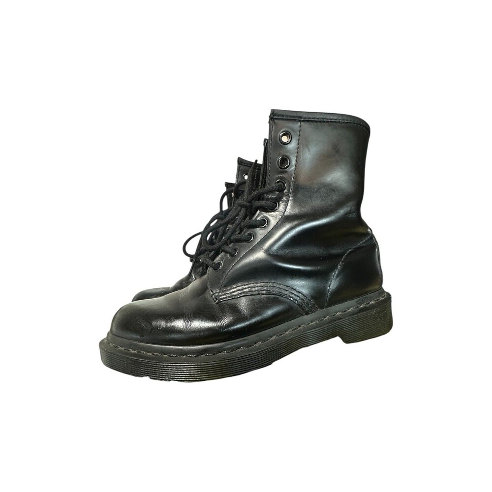 Dr. Martens 1460 Mono Combat Boots Black Leather Women's L7 M6 Goth Punk Grunge